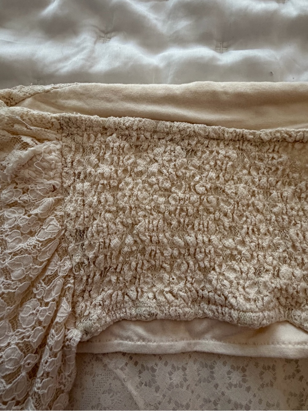 Free People Cream Lace Patchwork Crop Top - Picture 4 of 5